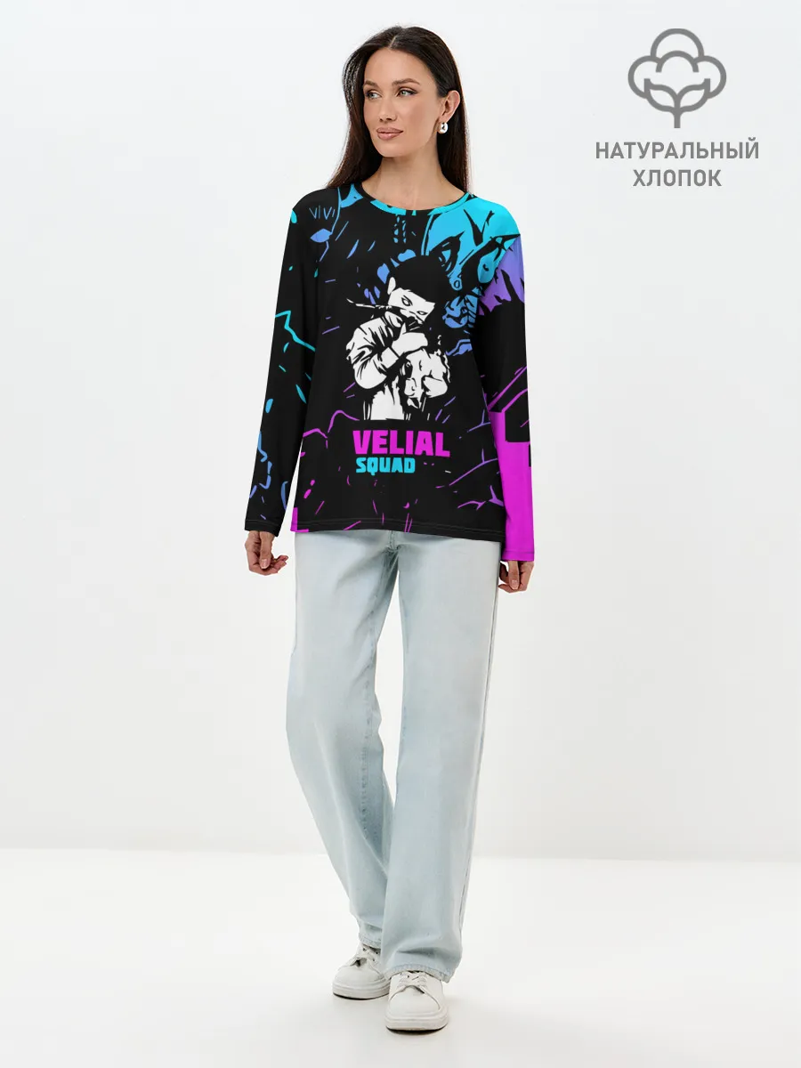 Лонгслив женский. Хлопок / Velial Squad neon