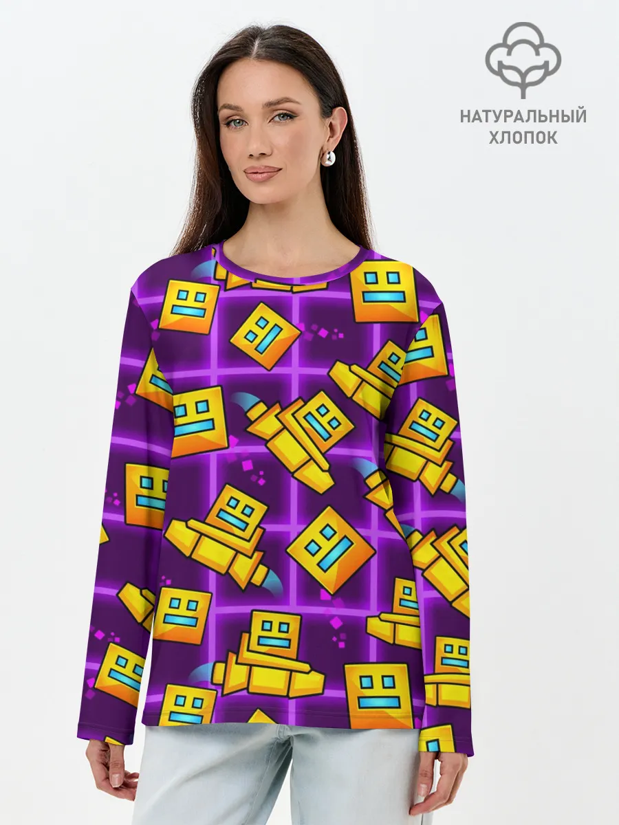 Лонгслив женский. Хлопок / GEOMETRY DASH SPACE