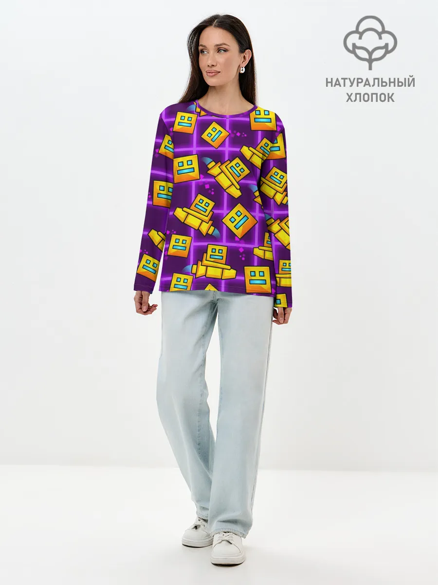 Лонгслив женский. Хлопок / GEOMETRY DASH SPACE