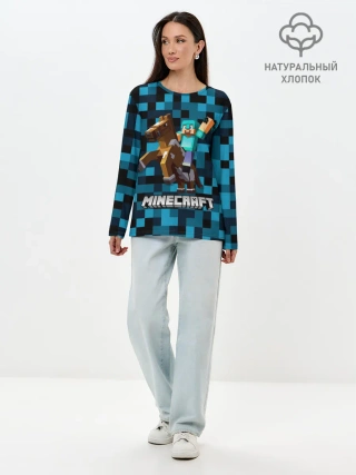 Лонгслив женский. Хлопок / Minecraft, Пиксели