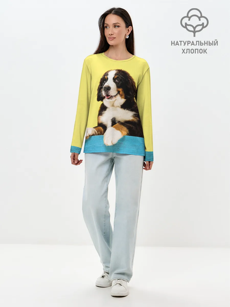 Лонгслив женский. Хлопок / Бернский зенненхунд, Berner Sennenhund