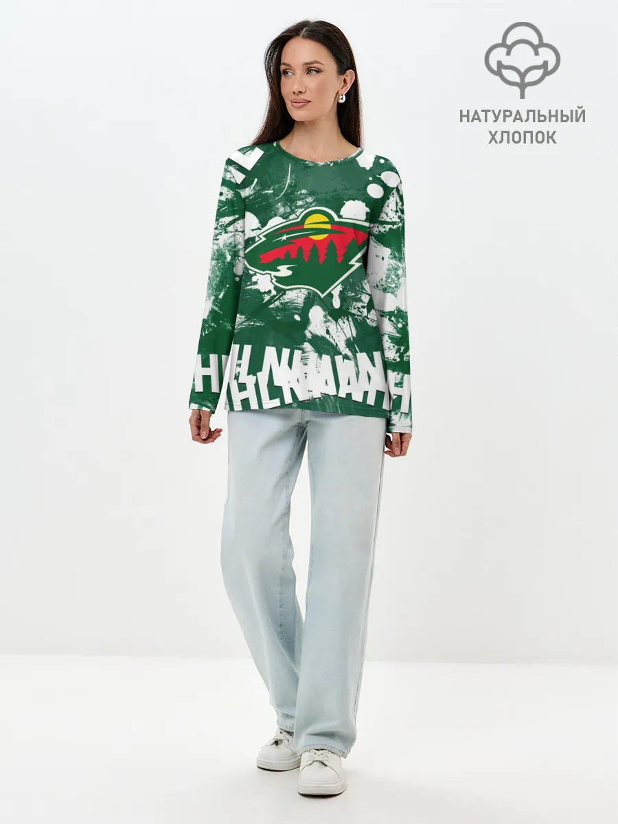 Лонгслив женский. Хлопок / Minnesota Wild, Миннесота Уайлд
