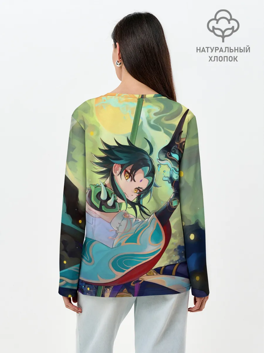 Лонгслив женский. Хлопок / Xiao | Сяо | Genshin Impact