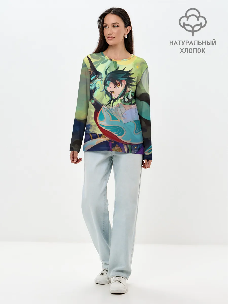Лонгслив женский. Хлопок / Xiao | Сяо | Genshin Impact