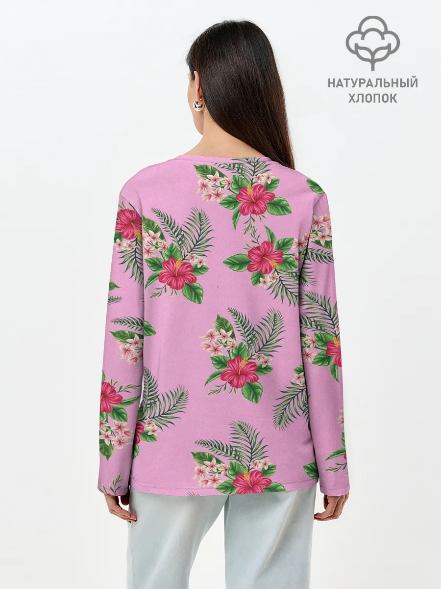 Лонгслив женский. Хлопок / Букеты лилий