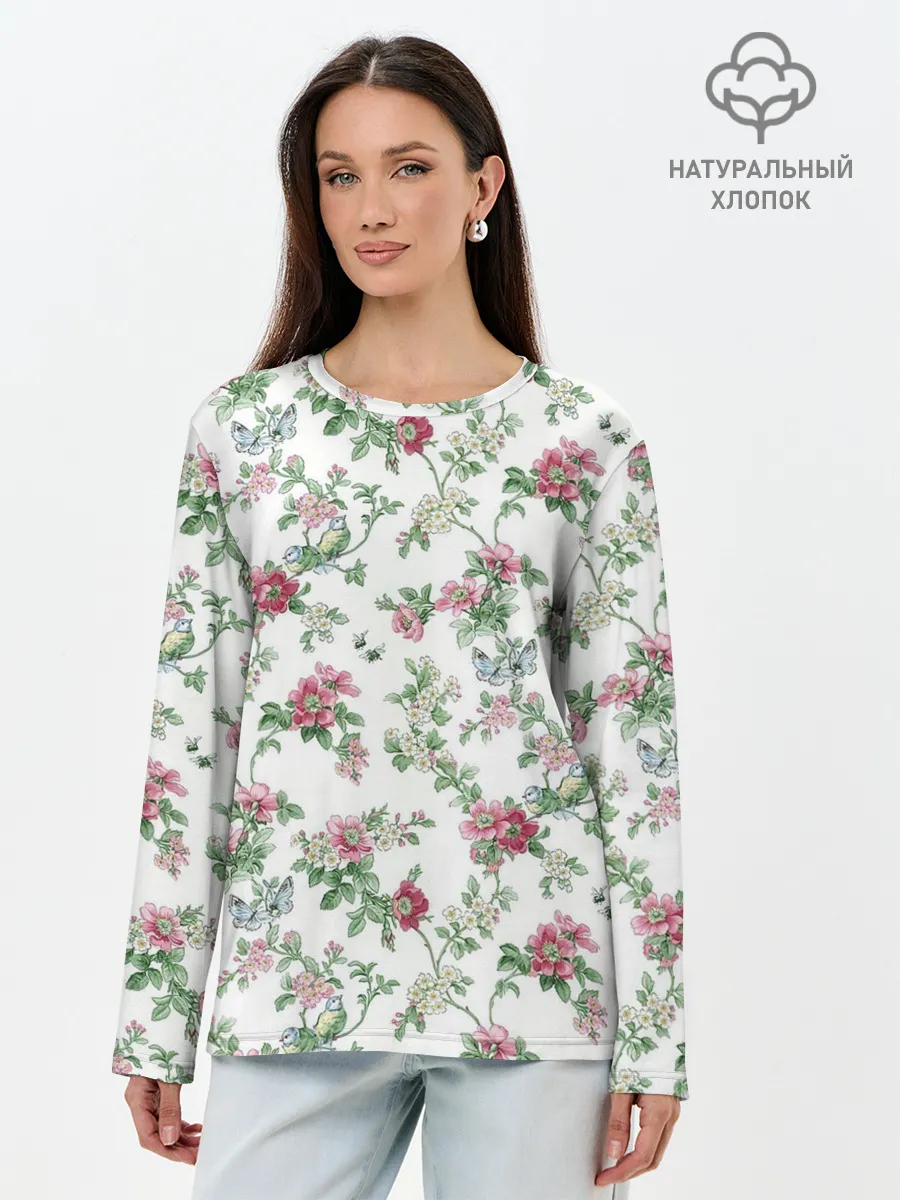 Лонгслив женский. Хлопок / Весенняя жизнь