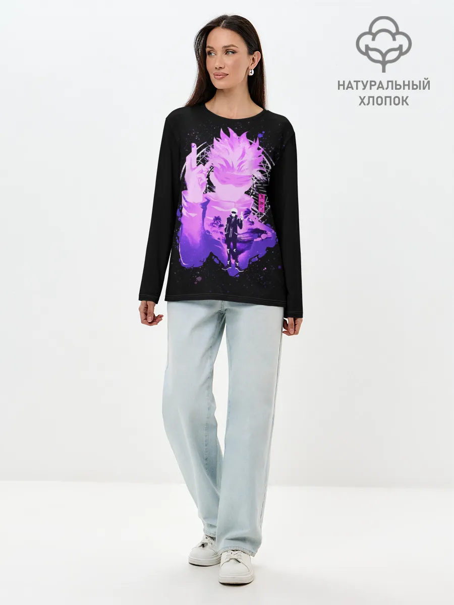 Лонгслив женский. Хлопок / Магическая битва: Сатору Годжо