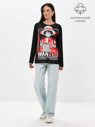 Лонгслив женский. Хлопок / One Piece: Разыскивается Манки Д Лаффи