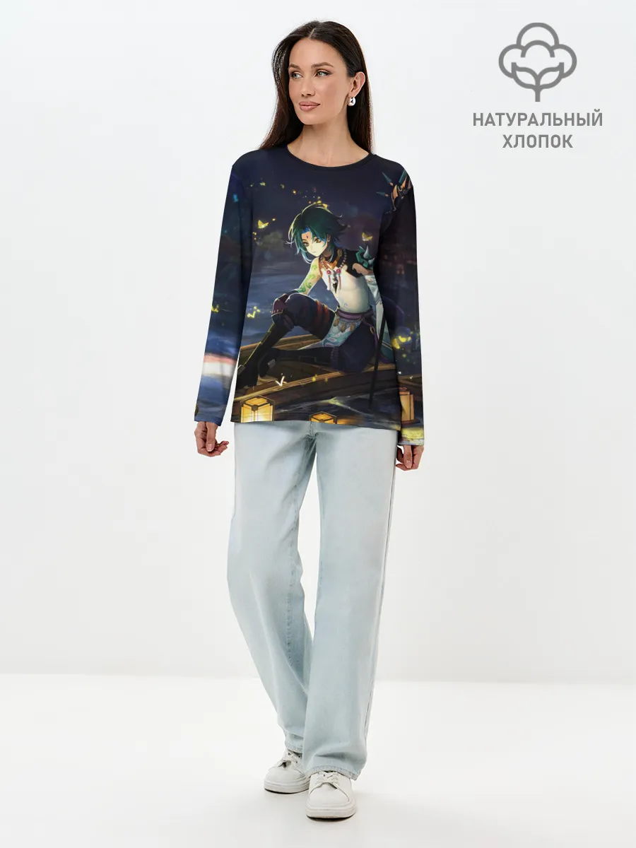 Лонгслив женский. Хлопок / Сяо | Xiao | Genshin Impact