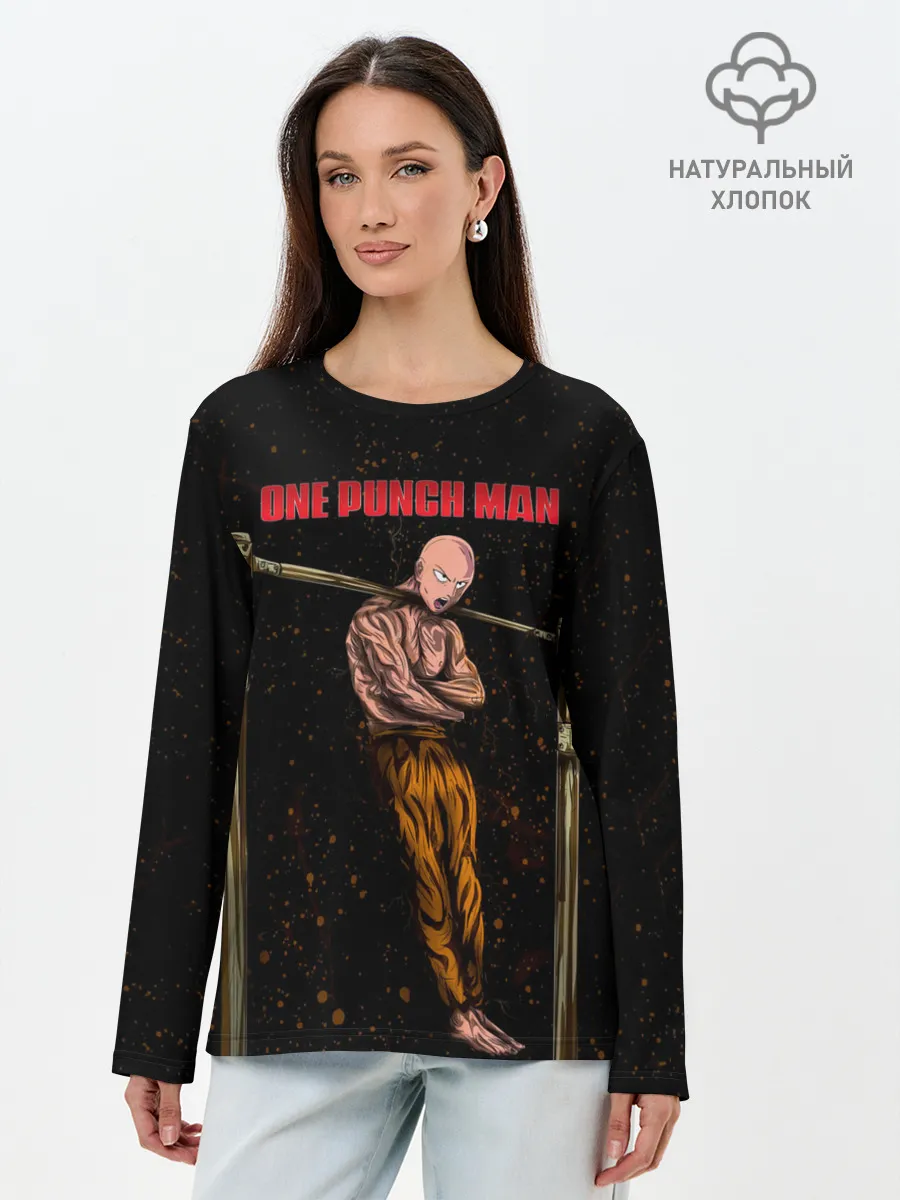 Лонгслив женский. Хлопок / One Punch-Man Сайтама турникимэн
