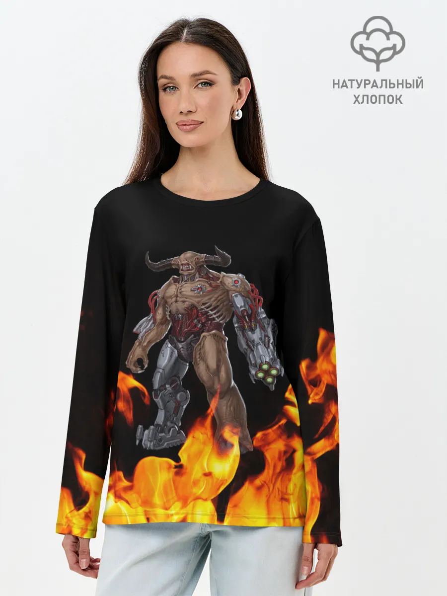 Лонгслив женский. Хлопок / CYBER DEMON | КИБЕР ДЕМОН