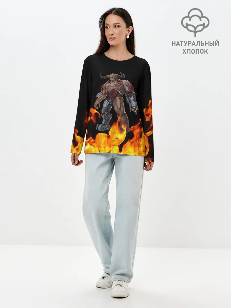 Лонгслив женский. Хлопок / CYBER DEMON | КИБЕР ДЕМОН