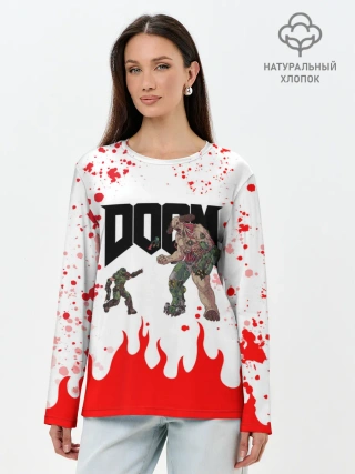 Лонгслив женский. Хлопок / Doomguy vs Cyberdemon