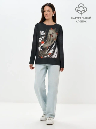 Лонгслив женский. Хлопок / Возбужденная Юмэко Безумный азарт