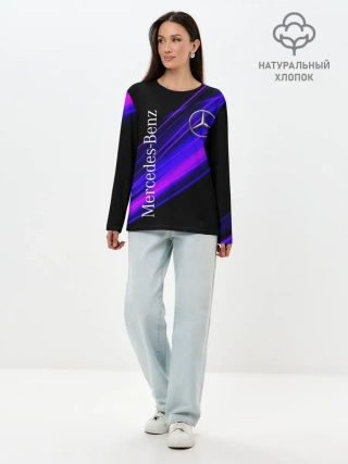 Лонгслив женский. Хлопок / MERCEDES-BENZ / МЕРСЕДЕС-БЕНЗ / ПУРПУРНЫЙ
