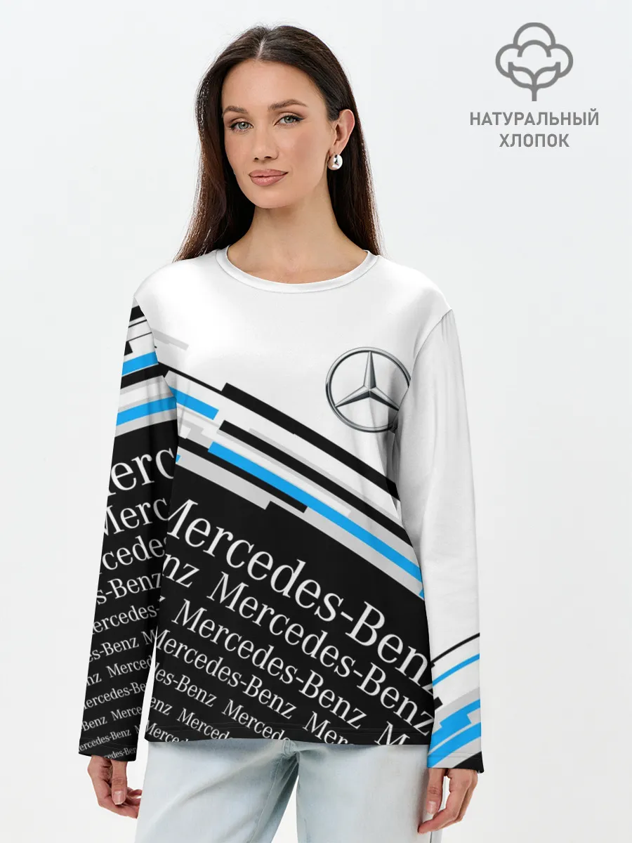 Лонгслив женский. Хлопок / MERCEDES-BENZ / МЕРСЕДЕС-БЕНЗ / BLUE