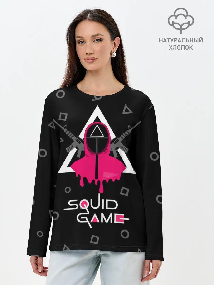 Лонгслив женский. Хлопок / Squid game: guard with M-16
