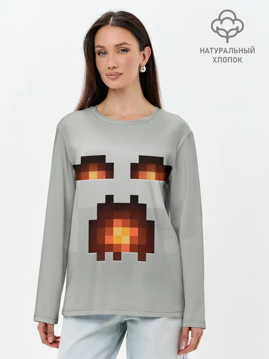 Лонгслив женский. Хлопок / МАЙНКРАФТ, ГАСТ ОГНЕННЫЙ