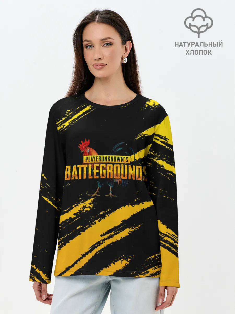 Лонгслив женский. Хлопок / Playerunknowns Battlegrounds: Петух.