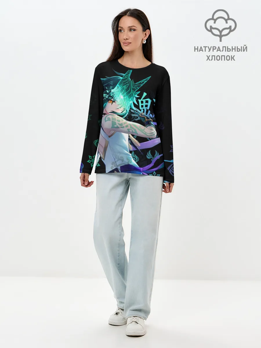 Лонгслив женский. Хлопок / Genshin Impact: Сяо