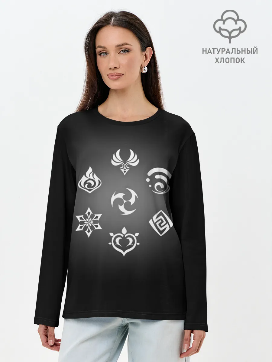 Лонгслив женский. Хлопок / Стихии Геншин