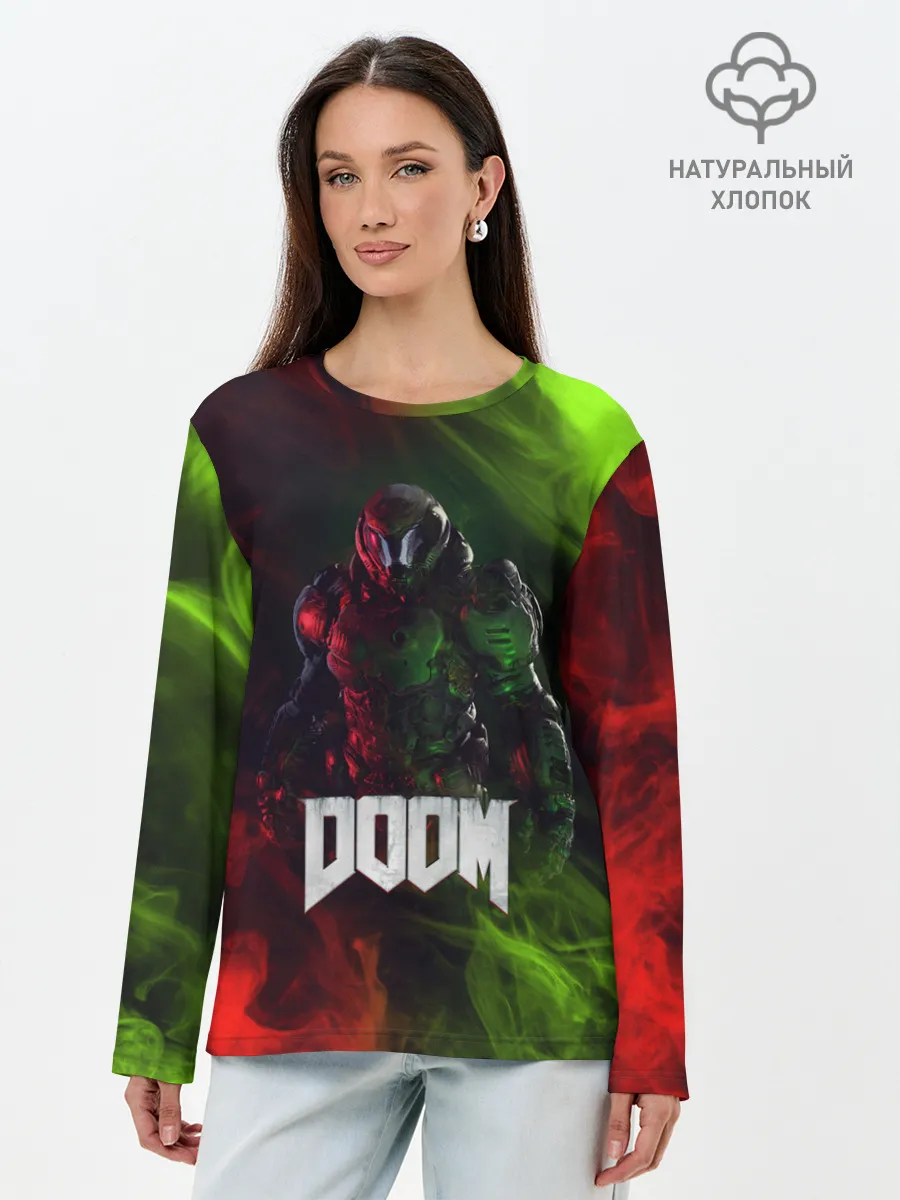 Лонгслив женский. Хлопок / Doomguy | Doom