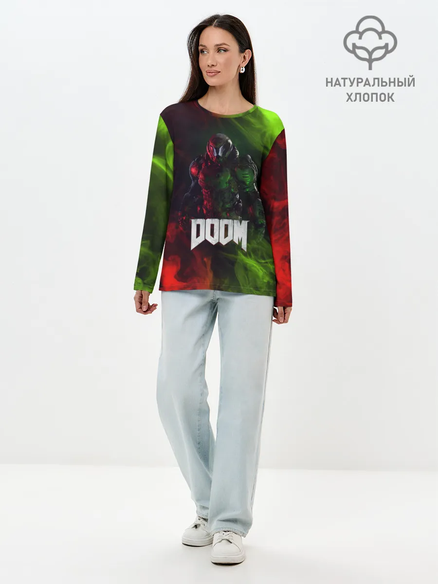 Лонгслив женский. Хлопок / Doomguy | Doom