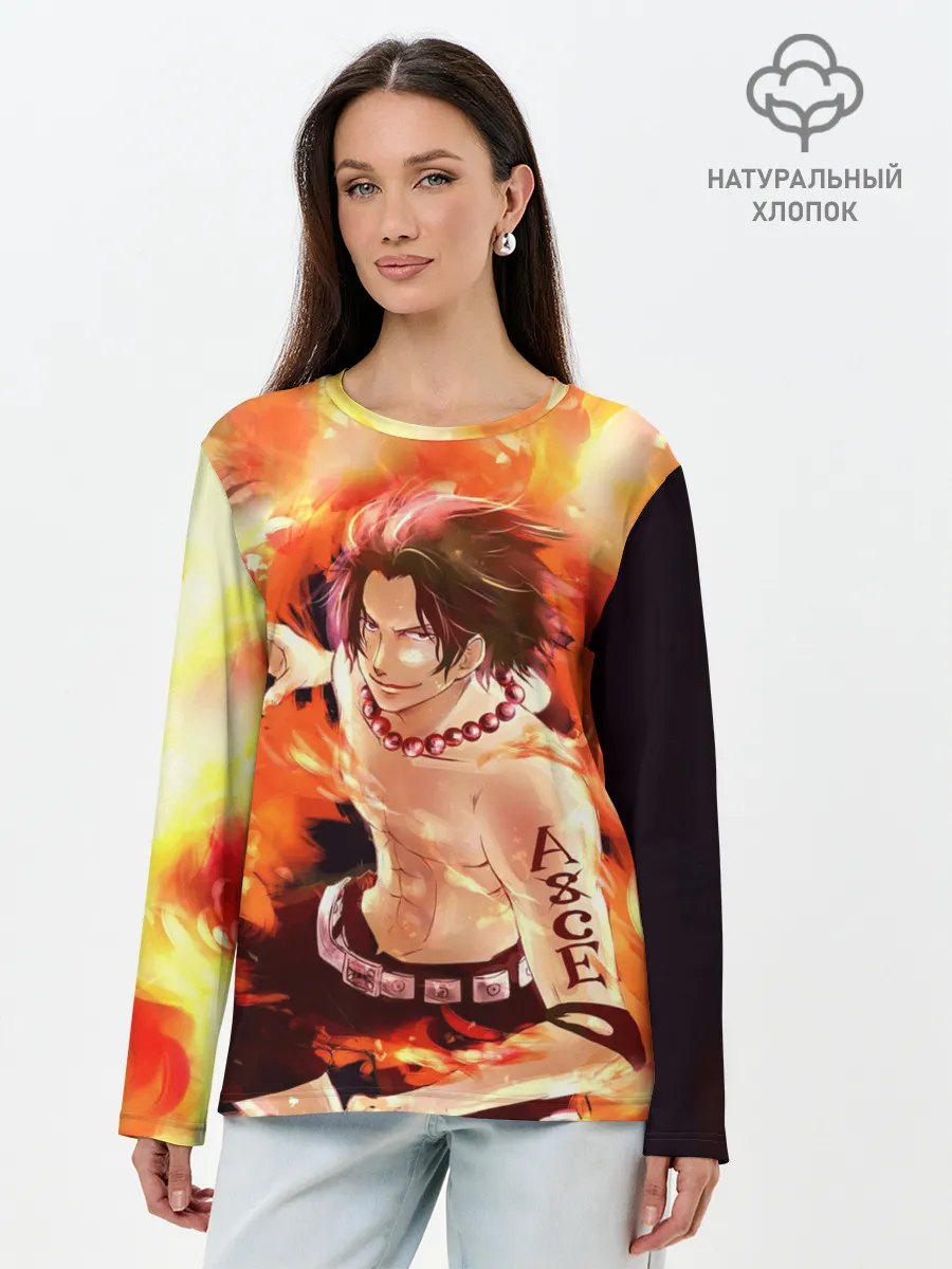 Лонгслив женский. Хлопок / ONE PIECE ASCE HERO