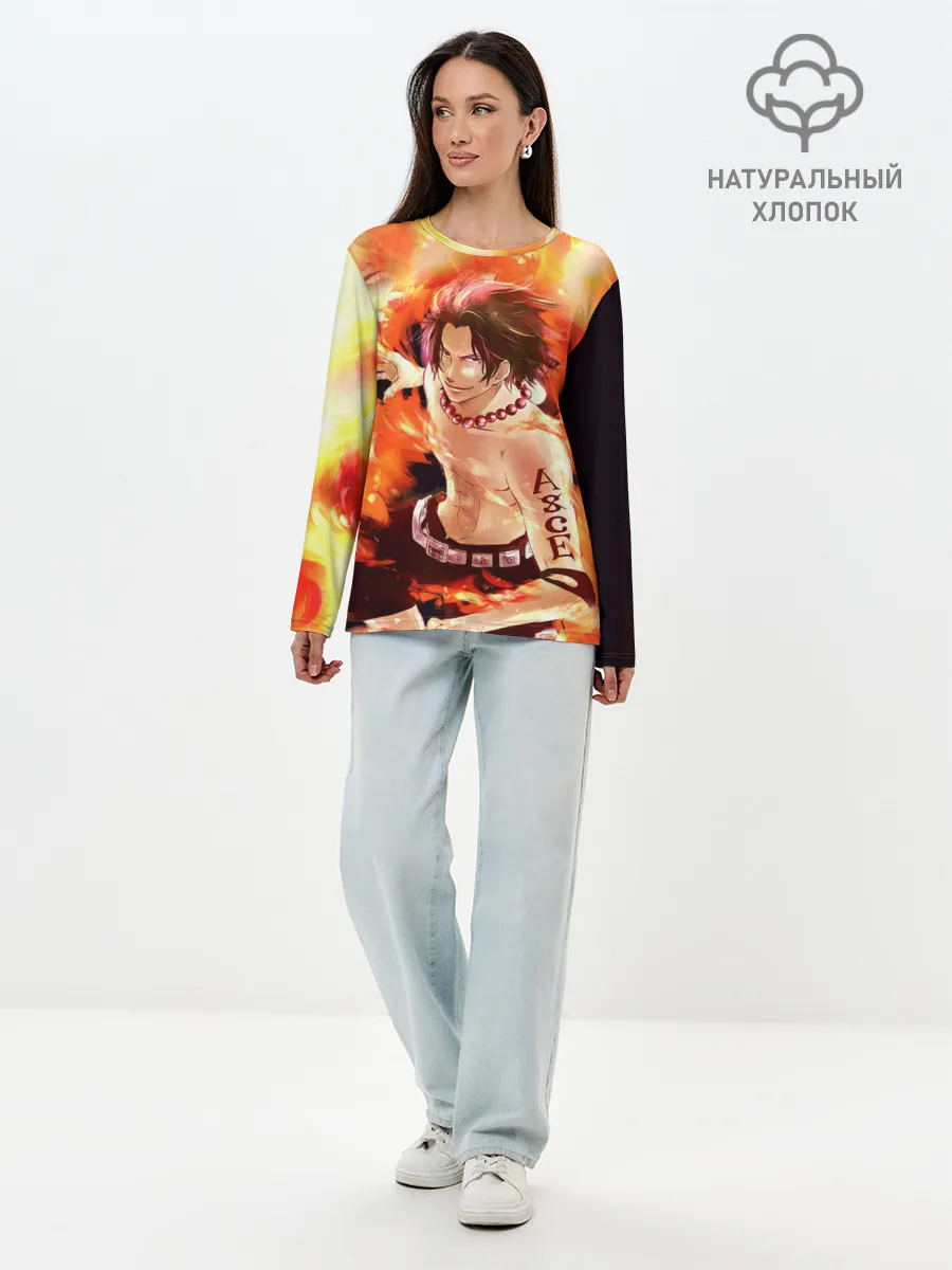 Лонгслив женский. Хлопок / ONE PIECE ASCE HERO