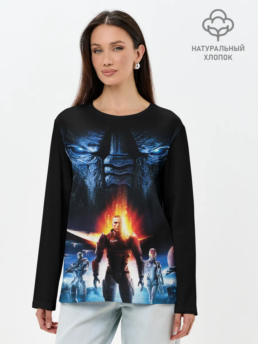 Лонгслив женский. Хлопок / MASS EFFECT N7 КАПИТАН ШЕПАРД