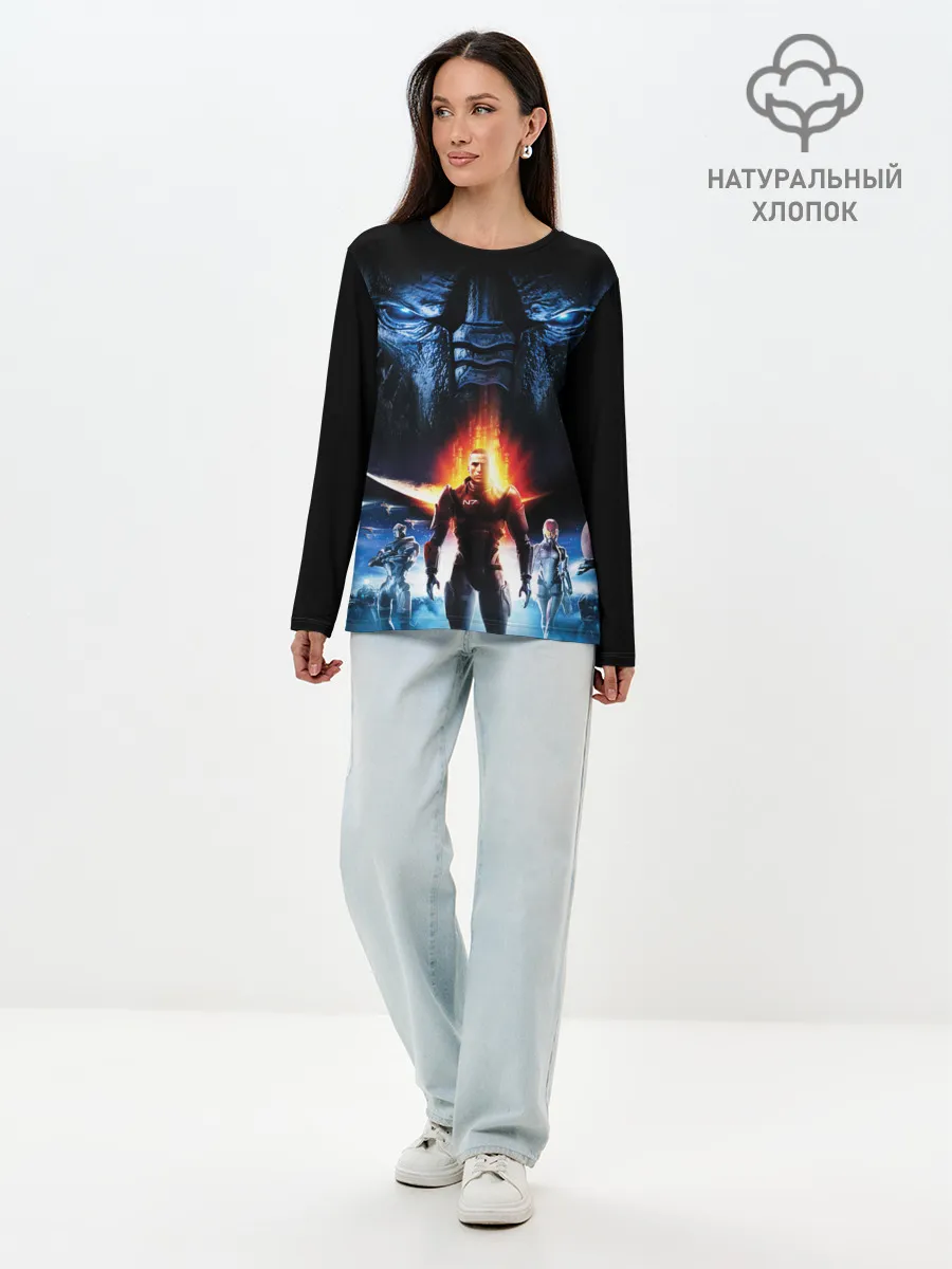 Лонгслив женский. Хлопок / MASS EFFECT N7 КАПИТАН ШЕПАРД