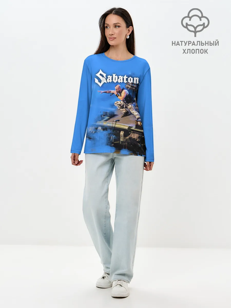 Лонгслив женский. Хлопок / Йоаким Броден на танке Sabaton