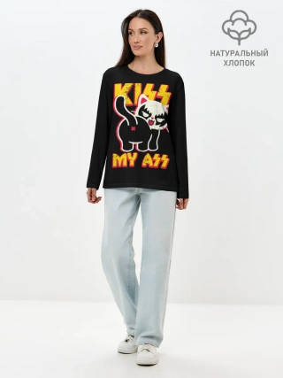 Лонгслив женский. Хлопок / Кисс май ас
