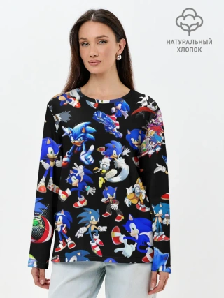 Лонгслив женский. Хлопок / SONIC PATTERN HERO | СОННИК