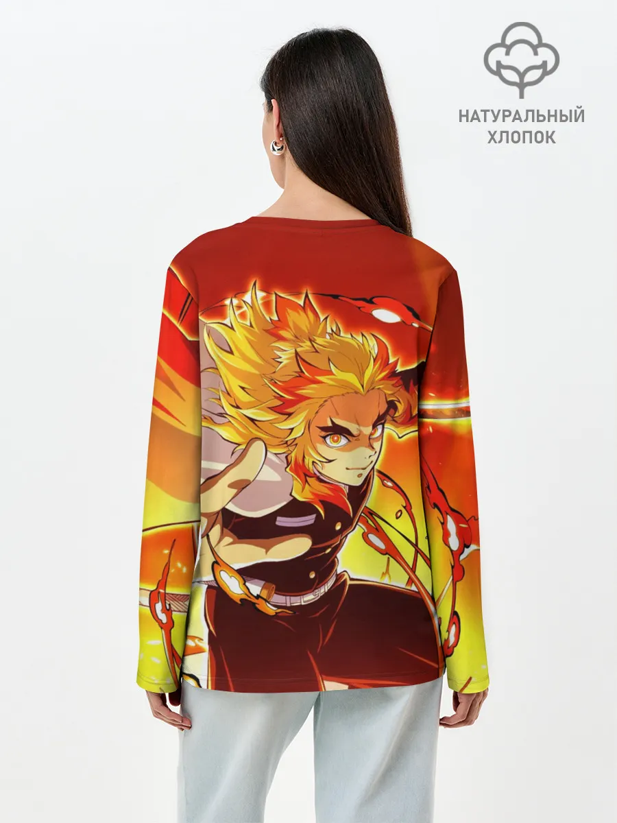 Лонгслив женский. Хлопок / Ренгоку Кёджуро, Клинок рассекающий демонов