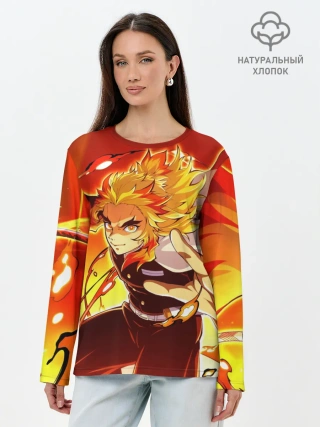 Лонгслив женский. Хлопок / Ренгоку Кёджуро, Клинок рассекающий демонов