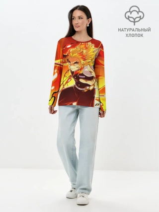 Лонгслив женский. Хлопок / Ренгоку Кёджуро, Клинок рассекающий демонов