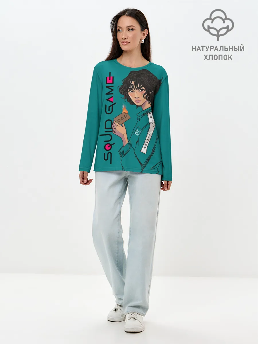 Лонгслив женский. Хлопок / Кан Сэ Бёк сжигает визитку