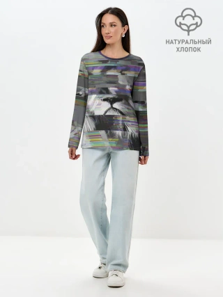 Лонгслив женский. Хлопок / Glitch lion 2020