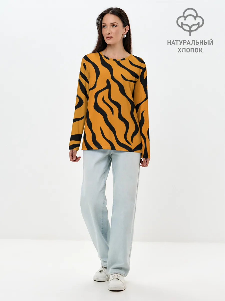 Лонгслив женский. Хлопок / ТИГРИННЫЕ ПОЛОСЫ