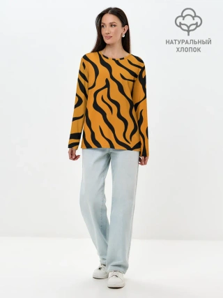 Лонгслив женский. Хлопок / ТИГРИННЫЕ ПОЛОСЫ