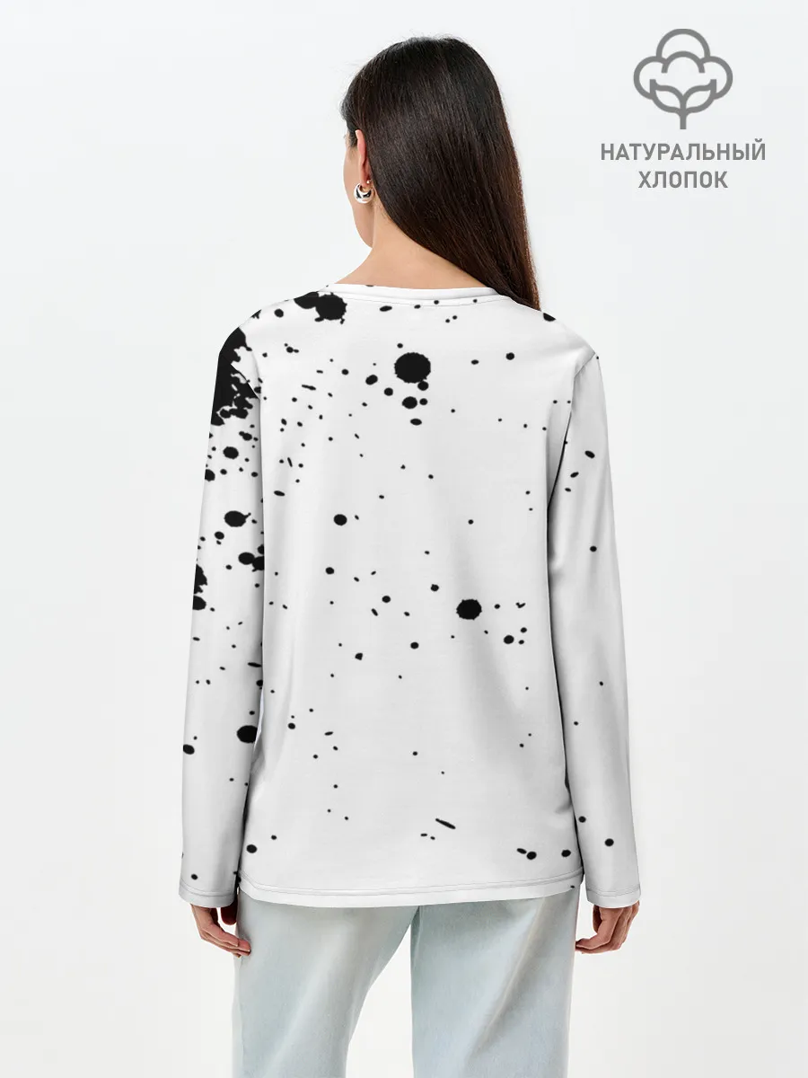 Лонгслив женский. Хлопок / One Punch-Man черные брызги Сайтама