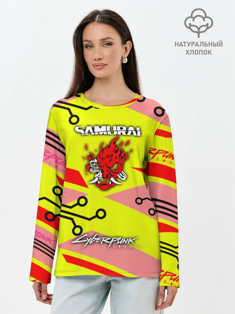 Лонгслив женский. Хлопок / Cyberpunk 2077 Киберматрица.