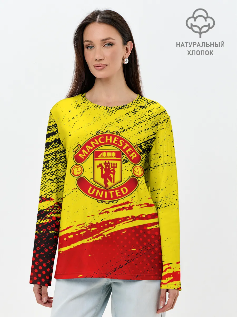 Лонгслив женский. Хлопок / Manchester United Футбольный клуб.