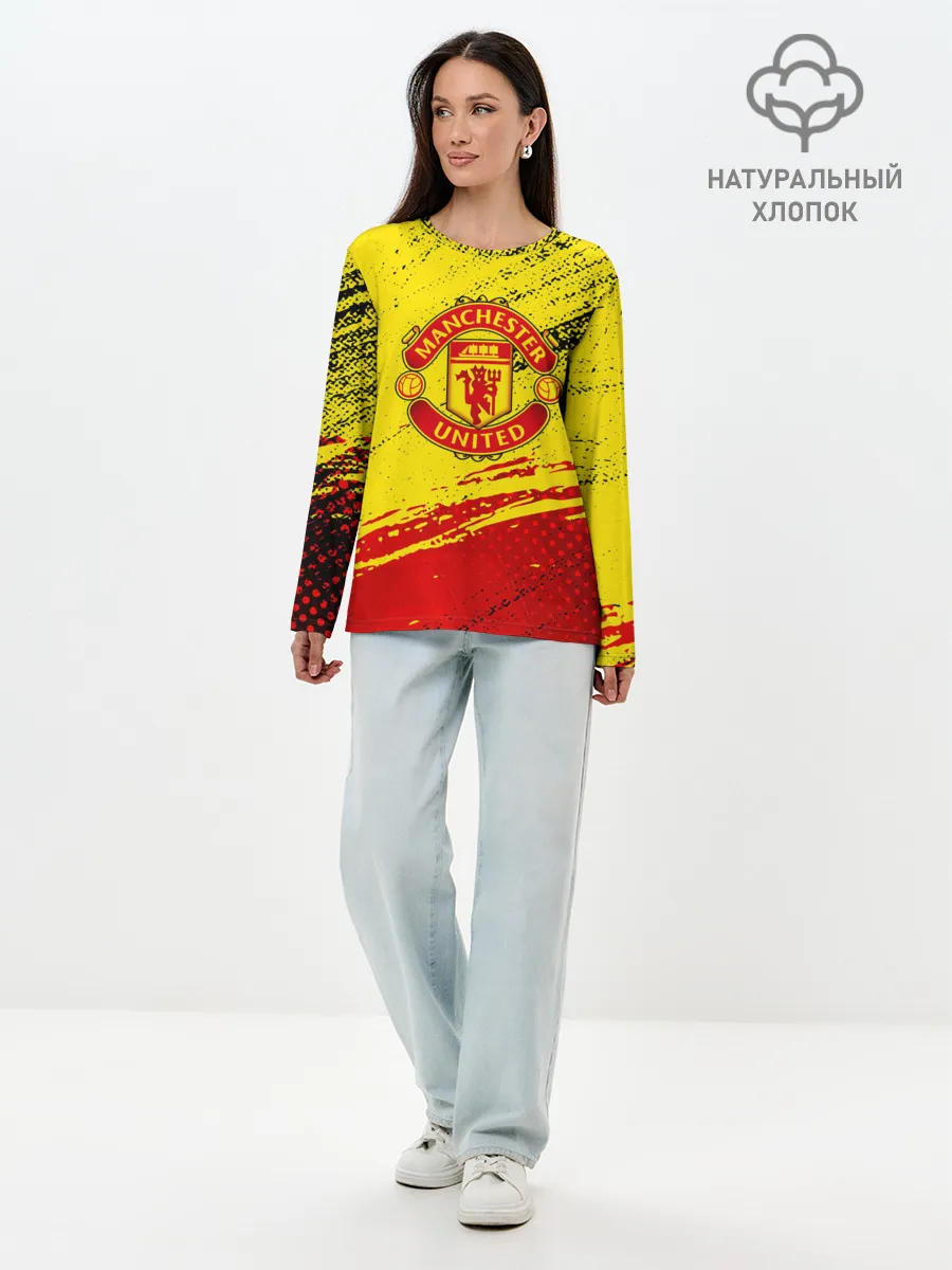 Лонгслив женский. Хлопок / Manchester United Футбольный клуб.