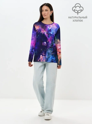 Лонгслив женский. Хлопок / НЕОНОВЫЕ КОСМОС / NEON SPACE