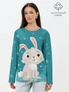 Лонгслив женский. Хлопок / Новогодний зайчик