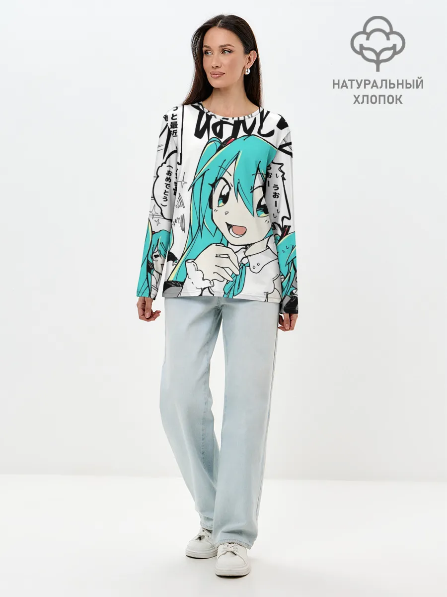 Лонгслив женский. Хлопок / Hatsune Miku