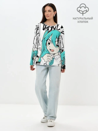 Лонгслив женский. Хлопок / Hatsune Miku