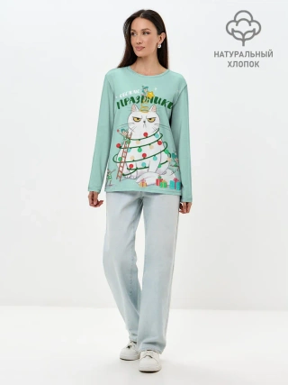 Лонгслив женский. Хлопок / Обожаю праздники